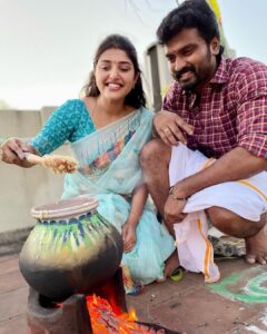 Shreya Anchan Instagram - அனைவருக்கும் இனிய தமிழர் திருநாள் நல்வாழ்த்துகள் 🌾☀️ 

#pongalcelebration ♥️