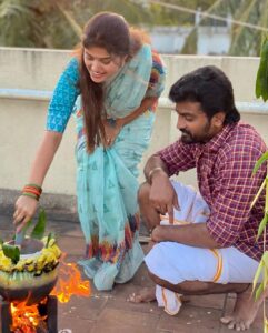 Shreya Anchan Instagram - அனைவருக்கும் இனிய தமிழர் திருநாள் நல்வாழ்த்துகள் 🌾☀️ 

#pongalcelebration ♥️