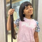 Shriya Saran Instagram - So so so proud of you kimaya Donating her hair for cancer patients. You are so special @aartisaran15 @neerjasaran