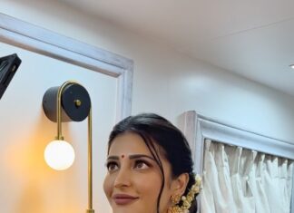 Shruti Haasan Instagram - 🧡 @shrutzhaasan . Makeup @devikajodhani Hair @noori_hairstylist Assisted @shreeyasalvi_ . #shrutihassan #bts #celebritymakeup #makeupbydevikajodhani #celebritymakeupartist #shrutihassanedit