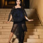 Shruti Haasan Instagram - Goth flower child … so happy to wear such a talented Indian designer @vaishalisstudio in this beautiful sustainable creation 💎🧿🖤 . . . Styled by @surbhishukla Hmu @alisamakeupbar @nicola_noviello 👠 @louboutinworld 💎 @swarovski 📸 @stefdelavega Co ordinated by @gantayyyy