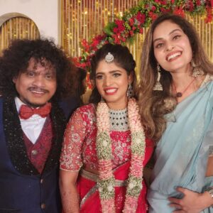 Shrutika Instagram - At the wedding reception of my most favourite and such a dear friend @vijaytvpugazh with the most lovely girl benzy🥰.so happy for both of them,may God bless them with lots of happiness and joy 😍😍😍

#friends #friendslikefamily #happypeople #wedding #reception #cwc #happiness #together #television #tamil #instagood #insta #instagram #picoftheday #instapicture