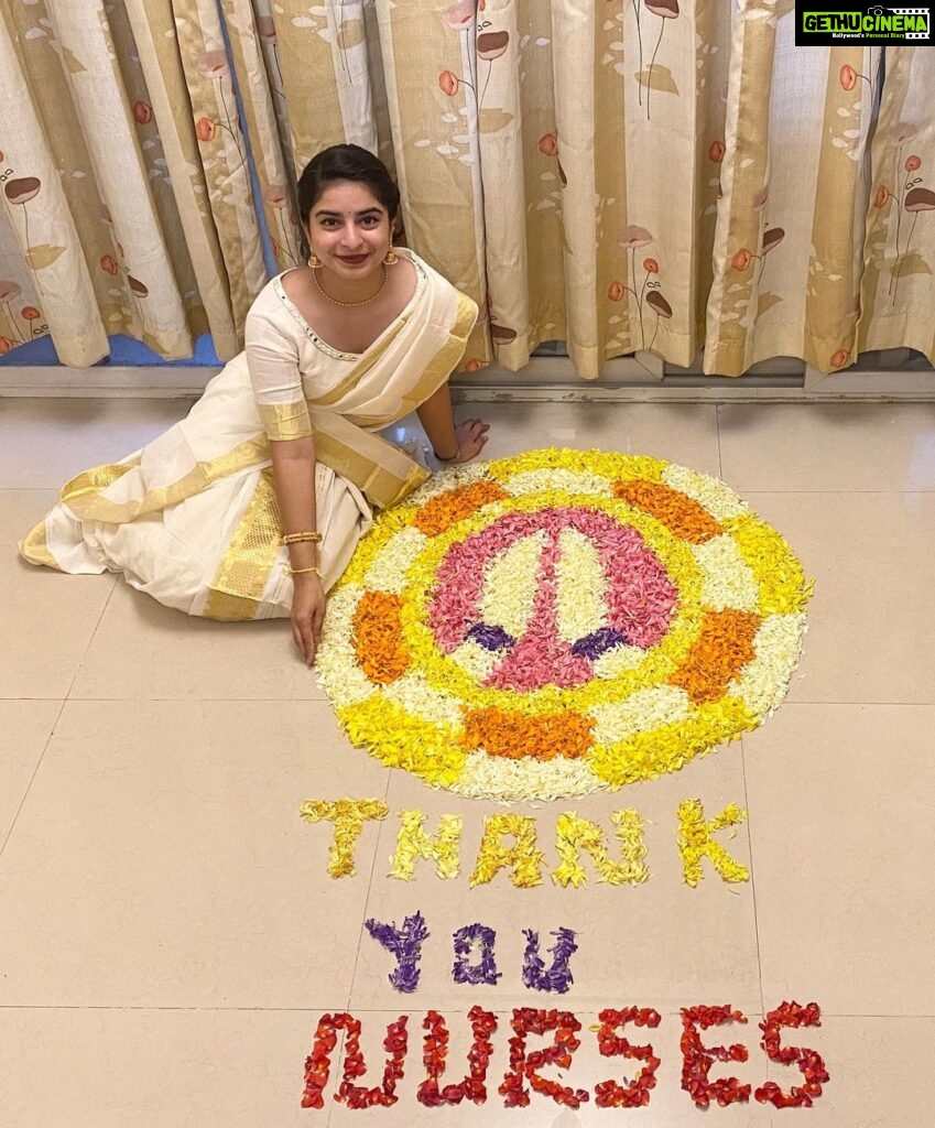 Siddhi Mahajankatti Instagram - • This Onam, I proudly dedicate my Pookolam to our nurses and thank them for their care and nurturing spirit in this hour of need. Let’s all come together on this auspicious day and dedicate our Onam Pookolam to our nurses while they continue to take care of us. Use the #ThankYouNurses and tag @parachute_advansed May the colours and joy of Onam fill your home and heart with happiness and prosperity. Stay Blessed and Stay Safe! • Bangalore, India