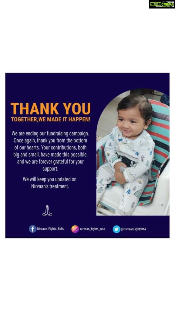 Sija Rose Instagram - UPDATE : Ending the campaign as we were able to collect the desired amount! Thank you for helping Nirvaan! Prayers with him. . . . Nirvaan is suffering from Spinal Muscular Atrophy (SME type 2). The cure is a drug called ZOLGENSMA by Novartis costing 17.3 Cr . This needs to be given to kids below 2years old. Nirvaan is 1year and 4 months, the earlier the better. Donations minimum of 100 at least can be done through Milaap (link in bio) For more information check out @nirvaan_fights_sma . Lets help Nirvaan. #nirvaanfightssma