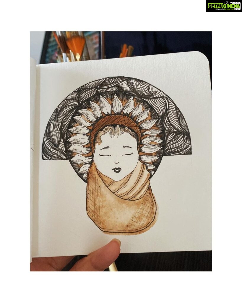 Sija Rose Instagram - *Inspired by a photograph* . Dear Sunflower child 🌻 Create your own sunshine. . #coffee #coffeeart #sketchbook #sunflowerchild #sunshine