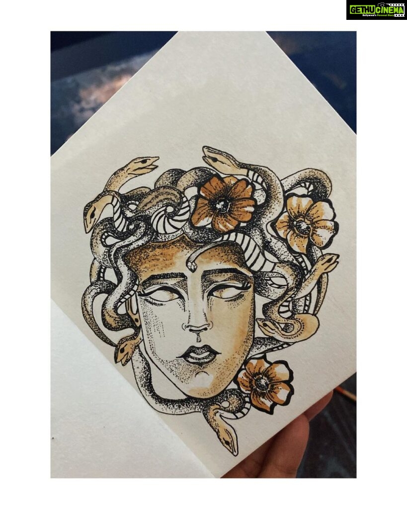 Sija Rose Instagram - Gazing into Medusa's eyes,the modern evil eye! . #coffeeart #scribble #littlesketchbook #medusa