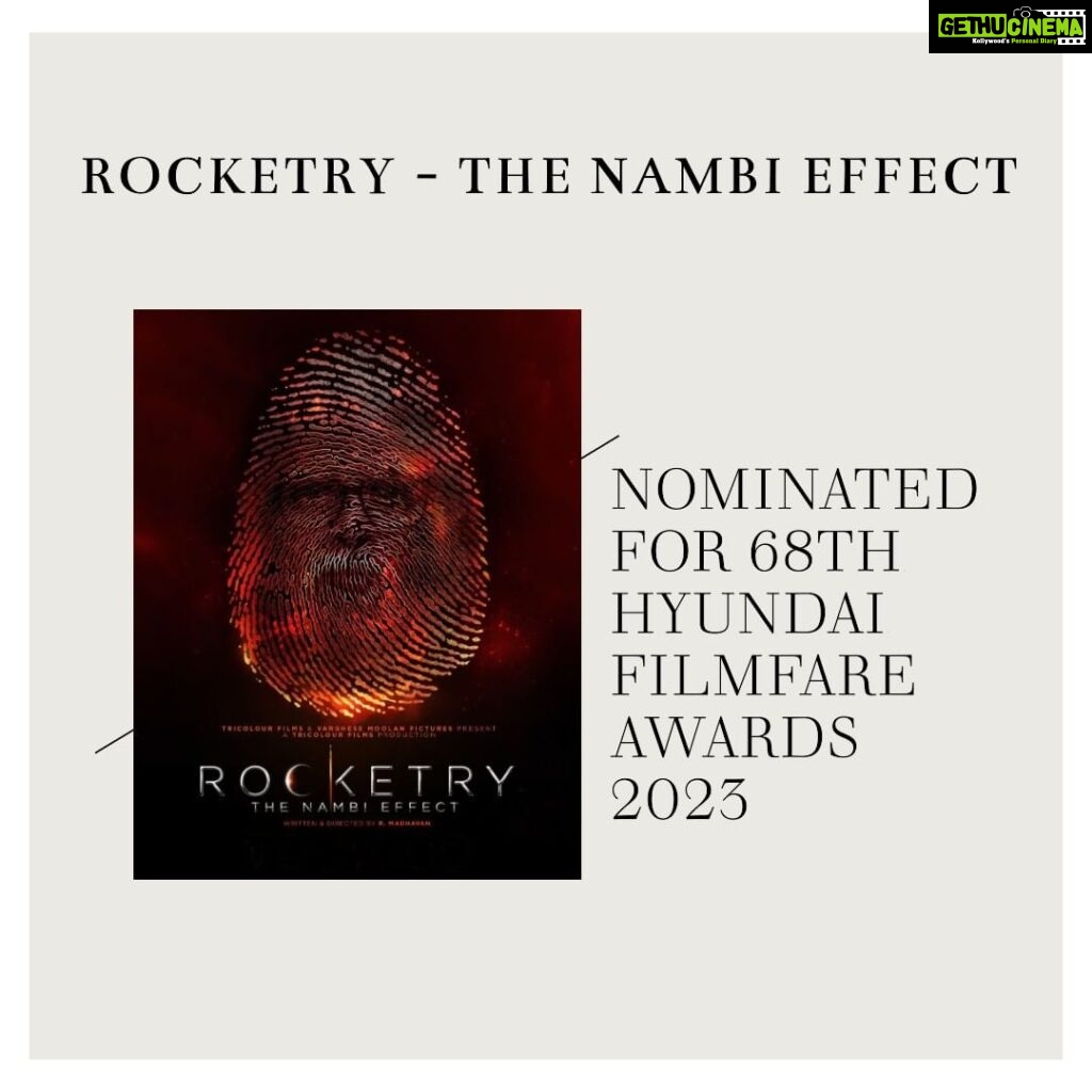 Simran Instagram - Grateful for the recognition and celebration of excellence by Filmfare. This remarkable production was filmed in हिंदी, தமிழ், and English simultaneously. #Filmfare #HundaiFilmFareAwards #Rocketry #rocketrythenambieffect