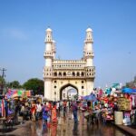 Simran Instagram – #TravelDiaries:
One of my most favourite places to visit & shop in between shoots was at #Charminar, in #Hyderabad.
The pop-up stalls of the street side vendors & hawkers were my go to place for the beautiful bangles and hand-embroidered cloths. 
I’d relish the pani-puris, Irani Chai ☕and Osmania biscuits – a pakka #Hyderabadi staple!