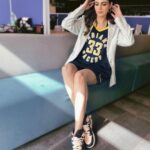 Simran Kaur Mundi Instagram - #colour or #blackandwhite #PickOne ☝️ . #basketball #jordanshoes #crimson #b&w #sportychic #nbaindia #nba #ballislife