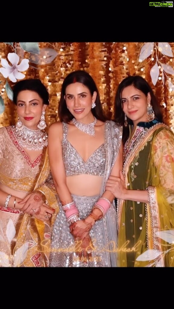 Simran Kaur Mundi Instagram - Doubt that either of us can pin point exactly when did we become the best of friends, guess the realisation seeped in when everyone started calling us the ‘inseparable awesome threesome’ and now over a decade later here we are❤ Dearest Sonnalli A Sajnani, Our hearts are so full right now. Seeing you get married was an emotional moment (tears of joy, now a mandate😜) and a lot of hard-work (Brides maid duties) and special mention to how Stunning & Ethereal you looked🥰 uuf! (Our jija sahab is a lucky man😉) Last few days have been an emotional roller coaster and now looking forward, we wish this new journey brings you a lifetime of happiness and the family love fulfills you for now and forever❤ #bff #bffwedding #happilymarried #bestwishes #love #bffgoals