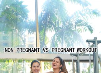 Simran Kaur Mundi Instagram - All you beautiful momies out there if you are looking for some workout motivation, Sonnalli and i decided to share some safe pregnancy workout alternatives. This is me in my 32nd week of pregnancy doing some mild exercises to keep my body active and moving. Trust me when i say this, the best thing u can do for you and the baby is to move! Working out will significantly impact your mood, state of mind, health, sleep..all for the better🙂 Having said that a reminder to all you mammas out there - you dont need to listen to anyone but yourself (and your doctor) when it comes to exercise, do what you feel most comfortable with. You do you, for you..much love❤️ Shot by : @dieppj Fitness trainer : @saurav.rathore0003 #pregnancyworkouts #fitgoals #fitnessgirls #fitgirls #bff #bffworkout #girlswholift #pregnancylife #mustdothis #pregnancyjourney #pregnancyfitness #motivational #pregnancylife #pregnancytips #pregnancyexercise