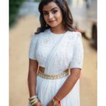 Sivaangi Krishnakumar Instagram - 🤍🤍🤍🤍 Wearing @label_afeera Styling @anushaa13 Makeup hair @arupre_makeup_artist Jewelry @aaranyarentaljewellery Styling asst @stylewithpp Pictures @mah1sh 😃