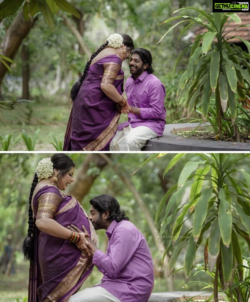 Sneha Sreekumar Instagram - valaikappu ceremony @sreekumarsneha & @s.psreekumar Makeup :- @amal_ajithkumar Stylist :- @sabarinathk_ Saree :- @kanchivaram.in Photography :- @nithin_c_nandakumar @wedlock__stories #valaikappu #valaikappuceremony #actress #babyshower #wedlockstories #saree OG's Tharavadu
