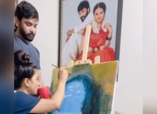 Snehan Instagram - My painting 🖼🦋🌸🌿🎨 @kavingarsnekan @ikamalhaasan #painting #paintings #paint #painting🎨 #paintings #peace #painting_forever_art