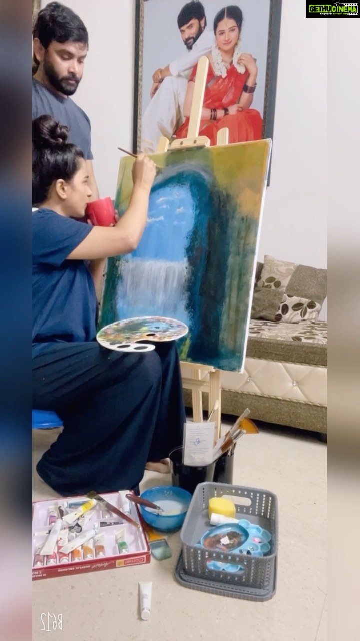 Snehan Instagram - My painting 🖼🦋🌸🌿🎨 @kavingarsnekan @ikamalhaasan #painting #paintings #paint #painting🎨 #paintings #peace #painting_forever_art