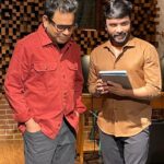 Snehan Instagram - Last night recording time 🎹🎼🤞🏻amazing human being @arrahman sir 🥰 we love you lot and thanks a lot #directorkrishna sir 💐