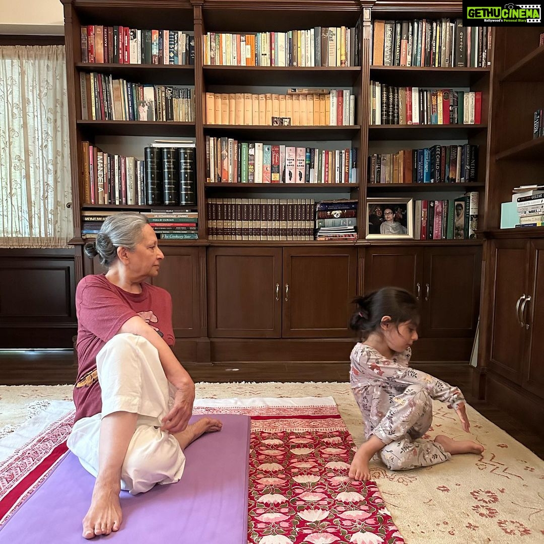 Soha Ali Khan Instagram - Time with grandparents is so precious ❤️ the chance to learn from someone so far apart in years from you (and this works both ways), a second chance at parenting, the most unconditional love and the purest fun - and a chance for me to put my feet up and finally get that pedicure!! #summerholidays #nanihouse