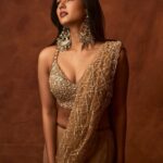Sonal Chauhan Instagram - 🍫🐻 . . . . . . . . . . . . . . . . . . . . . . . . . . . . . . . . Saree @roujeofficial Hair by @chettiarqueensly Earings @meraki.mumbai @sonya.Shaikh Stylist @d_devraj 📸 @arindamsikdar #love #sonalchauhan #february #2023 #gold #goldenhour #chocolate #day #saree #desi #desigirl