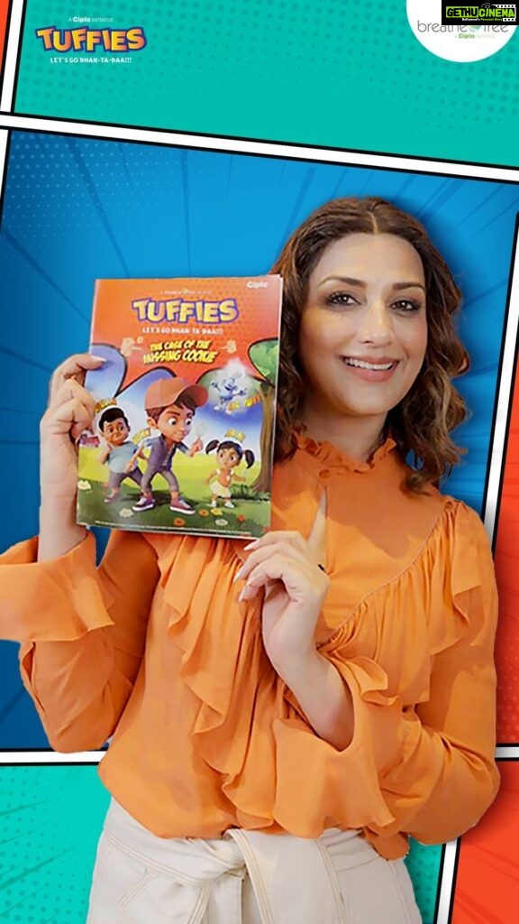 Sonali Bendre Instagram - Flashback to my special meeting with the Tuffies gang. Still not sure who these Tuffies are? Then just click the in their bio to learn more about them. #BeATuffie Disclaimer: http://bit.ly/3aVP1D9 T&C Apply. #TuffiesLaunch #BeATuffie #TuffiesComic #Tuffies #TuffiesTeam #IAmATuffie #RespiratoryCare #AwarenessInitiative #BreatheThinkCipla #AsthmaAwareness #Vicky #Mini #Gullu