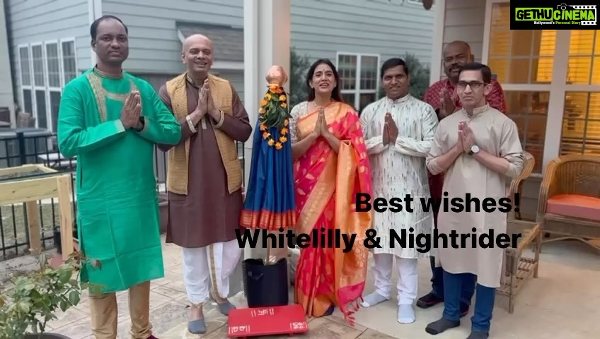 Sonali Kulkarni Instagram - Whitelilly & Nightrider team celebrates Gudhi Padwa in the US! The shows kick off this weekend. Book your tickets with link in bio Raleigh, North Carolina