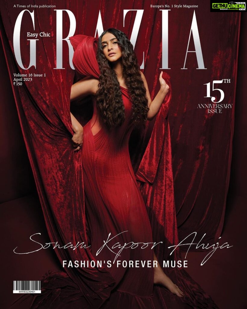 Sonam Kapoor Instagram - In our 15th Anniversary issue, dressed in some of the most iconic looks by leading Indian designers, and in her first cover and interview after taking on her latest role of a mother, Sonam Kapoor Ahuja talks to us about her perfectly balanced new world. Sonam is wearing a sculpted gown, @gauravguptaofficial Iconic moment: This gown is from Gaurav Gupta's Couture 2020 collection featuring dramatic architectural flair, articulated via sheer fabrics and intricate hand embroidery Photograph: @avani.rai Fashion Director: Pasham Alwani Words: Mehernaaz Dhondy Hair and Make-up: @namratasoni Assisted by (styling): Nishtha Parwani, Nahid Nawaaz Production Assistant: Yusuf Lokhandwala #GraziaIndia #SonamKapoorAhuja #SonamKapoor #AnniversaryCover # #Bollywood #Actor #AprilCover