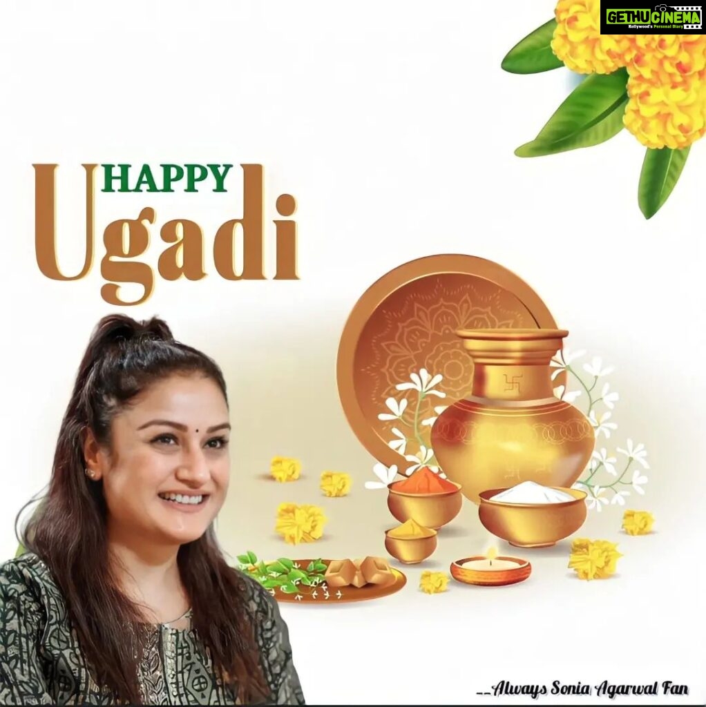 Sonia Agarwal Instagram - Happy ugadi to All and May this New Year brings with it a pot of full of luck and joy for you and your family❣️💙...... @soniaaggarwal1 #happyugadi #soniaagarwal #SoniaAgarwal #festival #ugadi #love