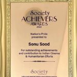 Sonu Sood Instagram - Thank you Society for honouring me with “Nations Pride” Award 🥇 @dhamankarashok @ublood_com @bharat_reshma #societyachieversawards2022 #jagdeeshbabu jai yelliminchili @mieknathshinde @devendra_fadnavis sir 🙏