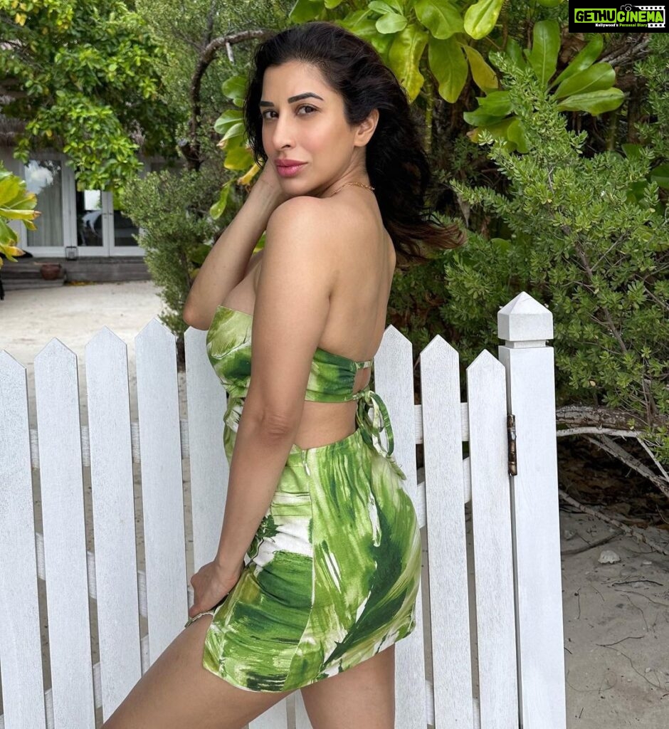 Sophie Choudry Instagram - Never stop be-leafing 🍃💚 #selflove #summervibes #somewherespecial Dress @julyissue_online Necklace @since1988.in @tanimakhosla #positivevibesonly #nature #naturalbeauty #nofilterneeded #green #sophiechoudry #traveldiaries #leaf