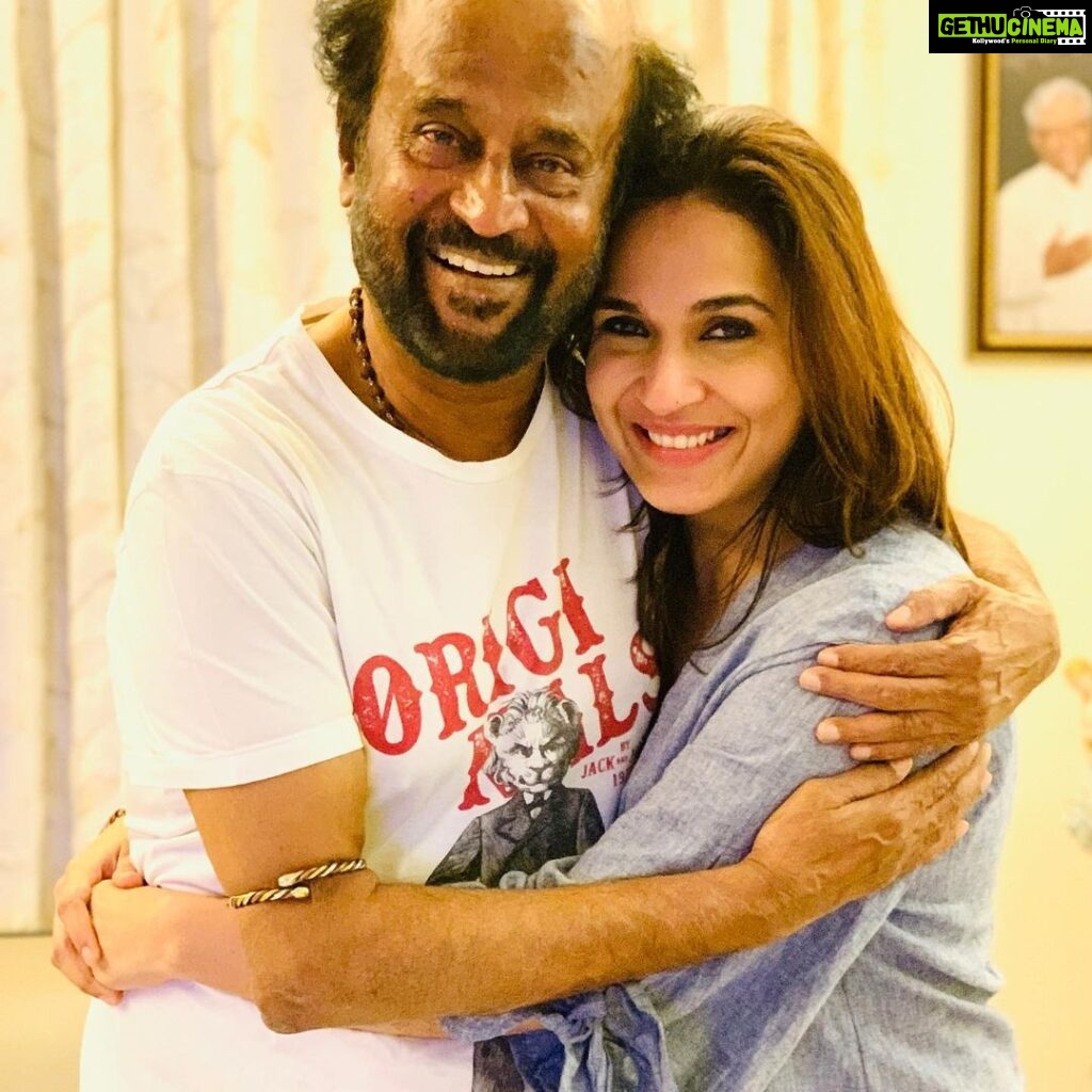Soundarya Rajinikanth Instagram - .... And to be in these arms at the end of the day ❤❤❤ everyday is Father’s Day celebrating the greatest daddy ever 🤗🤗🤗🤗 happy Father’s Day appa .. ur my everything!!!