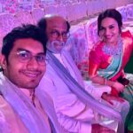 Soundarya Rajinikanth Instagram – Lovely evening with my father and husband at our most adorable #AkashAmbani s wedding !!! #FriendsLikeFamily #SolidBond ❤️❤️❤️🤗🤗🤗 wishing the newly wed the very best 🤗❤️ welcome to our family #Shloka 🙌🏻🥰