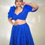 Sreemukhi Instagram - Out of blue?! 🤨 No blue it up!!! 💙✨😎 Styled by - @greeshma_krishna.k Style team - @stephen_styles_ Outfit - @abhignaakepati Earrings - @thetrinkaholic PC @chinthuu_klicks Make up @nookesh.malla Hair @mahi_brand_ #sreemukhi #blues #styledbygkk