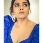 Sreemukhi Instagram - Out of blue?! 🤨 No blue it up!!! 💙✨😎 Styled by - @greeshma_krishna.k Style team - @stephen_styles_ Outfit - @abhignaakepati Earrings - @thetrinkaholic PC @chinthuu_klicks Make up @nookesh.malla Hair @mahi_brand_ #sreemukhi #blues #styledbygkk