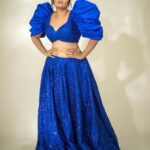 Sreemukhi Instagram - Out of blue?! 🤨 No blue it up!!! 💙✨😎 Styled by - @greeshma_krishna.k Style team - @stephen_styles_ Outfit - @abhignaakepati Earrings - @thetrinkaholic PC @chinthuu_klicks Make up @nookesh.malla Hair @mahi_brand_ #sreemukhi #blues #styledbygkk