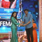 Sreethu Krishnan Instagram - I wanna thank me for never quitting🧿✨…. #selflove #aleenapeter Outfit @bougainvilleatvm 💙 #gratefulandblessed #bestnewface #award #asianet #ata #touchwood Kochi, India