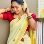 Sreethu Krishnan Instagram - 🌺Customized half saree by @bougainvilleatvm 🌺… #onam #shoot #asianet Thiruvananthapuram, Kerala, India