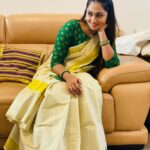 Sreethu Krishnan Instagram - Uthradam🌸🌼🌺🌼🌸 🦚 Saree @bougainvilleatvm 💚… #uthradam #onam #green Trivandrum, India
