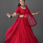 Sridevi Vijaykumar Instagram - Well..... RED ❤️ and happy❤️💃 . . . . Outfit:@labelswethareddy Jewellery:@the_jewel_gallery Photography:@snappers.in #dramajuniorsseason6 #comingsoon #zeetelugu #telugushow #work #lovemyjob #happy #red #indianoutfit #weddinglehenga #lehengalove #dressedup #shoot #mylife #smile #love #movies #cinema #worklife #outfit #fashion