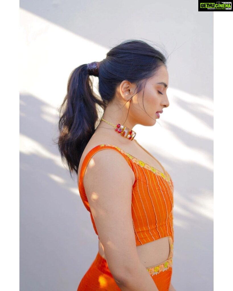 Srushti Dange Instagram - 🍊 Ft #srushtidange shot by @dxgphotographer Styled by @indu_ig Makeup @hairandmakeupbynive Hairdo @soniyarameshbabu_muah Outfit @yaradesigners Jewelry @thegarnet.in