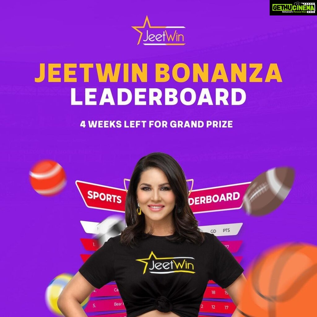 Sunny Leone Instagram - Don't miss the @jeetwinofficial Bonanza. The grand prize is waiting for you. Rise to the top of the leader board in 4 weeks to win exciting prizes. join Jeetwin today and start winning! Join now from the link in my story to START today! #Jeetwin #Sunnyleone #Leaderboard #Prize
