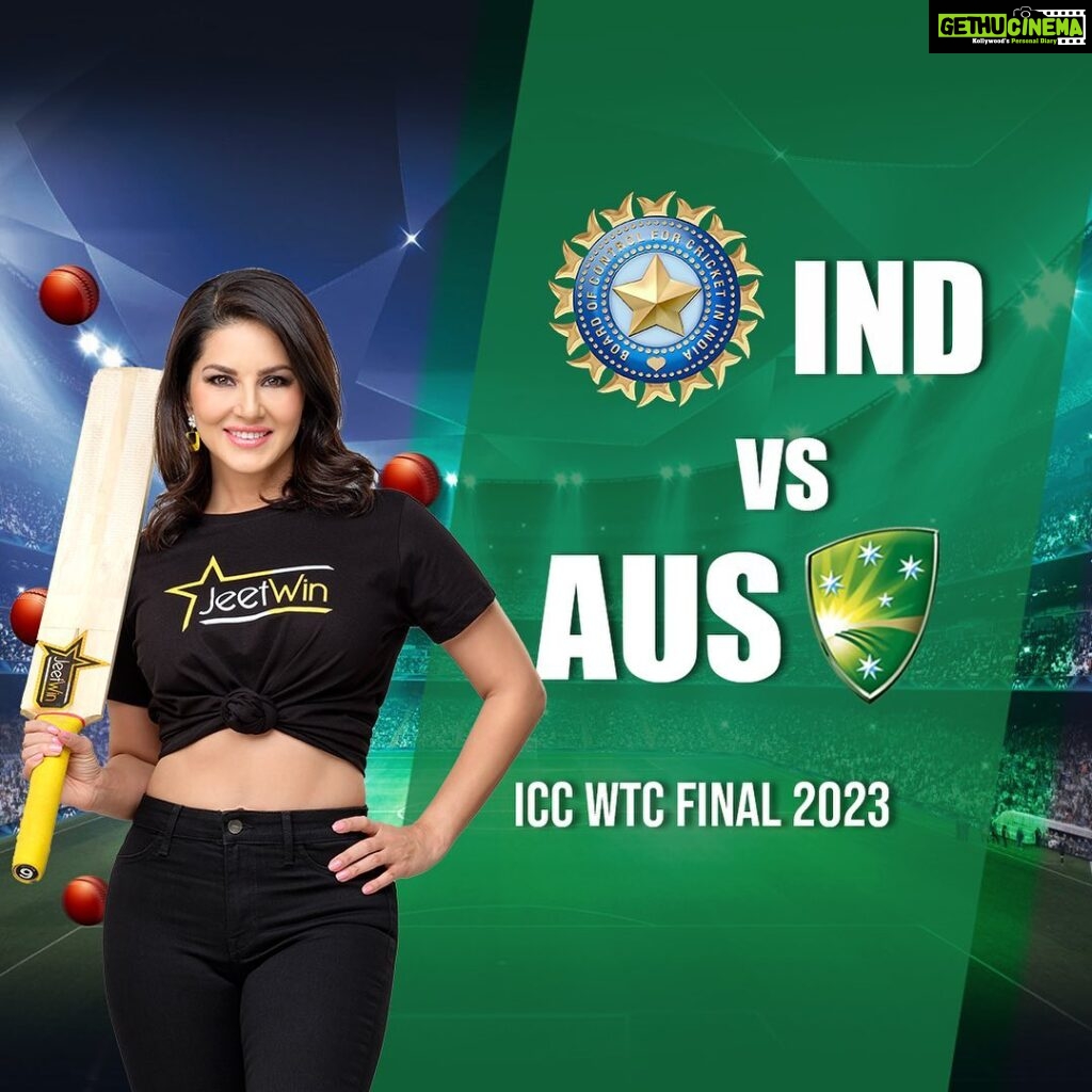 Sunny Leone Instagram - India vs Australia - the cricketing world is abuzz with anticipation. Wishing Team India luck in bringing home the trophy. Be sure not to miss it. Join in and predict the winner live on @jeetwinofficial Join now from the link in my story to PREDICT today! Use this link for story button: #Jeetwin #Sunnyleone #INDvsAUS