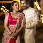 Swara Bhaskar Instagram - Presenting Mr and Mrs. #SwaadAnusaar • Outfits: @abujanisandeepkhosla Jewellery: @khannajewellerskj • Styled by @a.bee.at.work @prifreebee Hair Make-Up by @kaushikanu @anukaushikstudio @lawangtamang95 Photographs: @tarunchawlaphotography Delhi, India