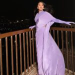 Swara Bhaskar Instagram - You can never go wrong with gloves, lilac and vintage glam! 💜💜💜 All set for a reception at the American Embassy in Cairo. . Hybrid sari-pants : @_huemn Earrings: @anaash.in Heels: @louboutinworld . Styled by: @prifreebee @a.bee.at.work Photographs: @ahmedsami_photography Hair : @antergallactic Make-Up: @makeupbyyaramaziad @lancomepopup Fashion Assistant: @v4nyav3rma Cairo, Egypt