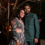 Swara Bhaskar Instagram - Sangeet night in Rahul Mishra! 💚✨ Outfits: @rahulmishra_7 Jewellery: @khannajewellerskj . Styling: @a.bee.at.work @prifreebee Make-Up: @saracapela Hair : @jrmellocastro Photographs: @wedreel.in