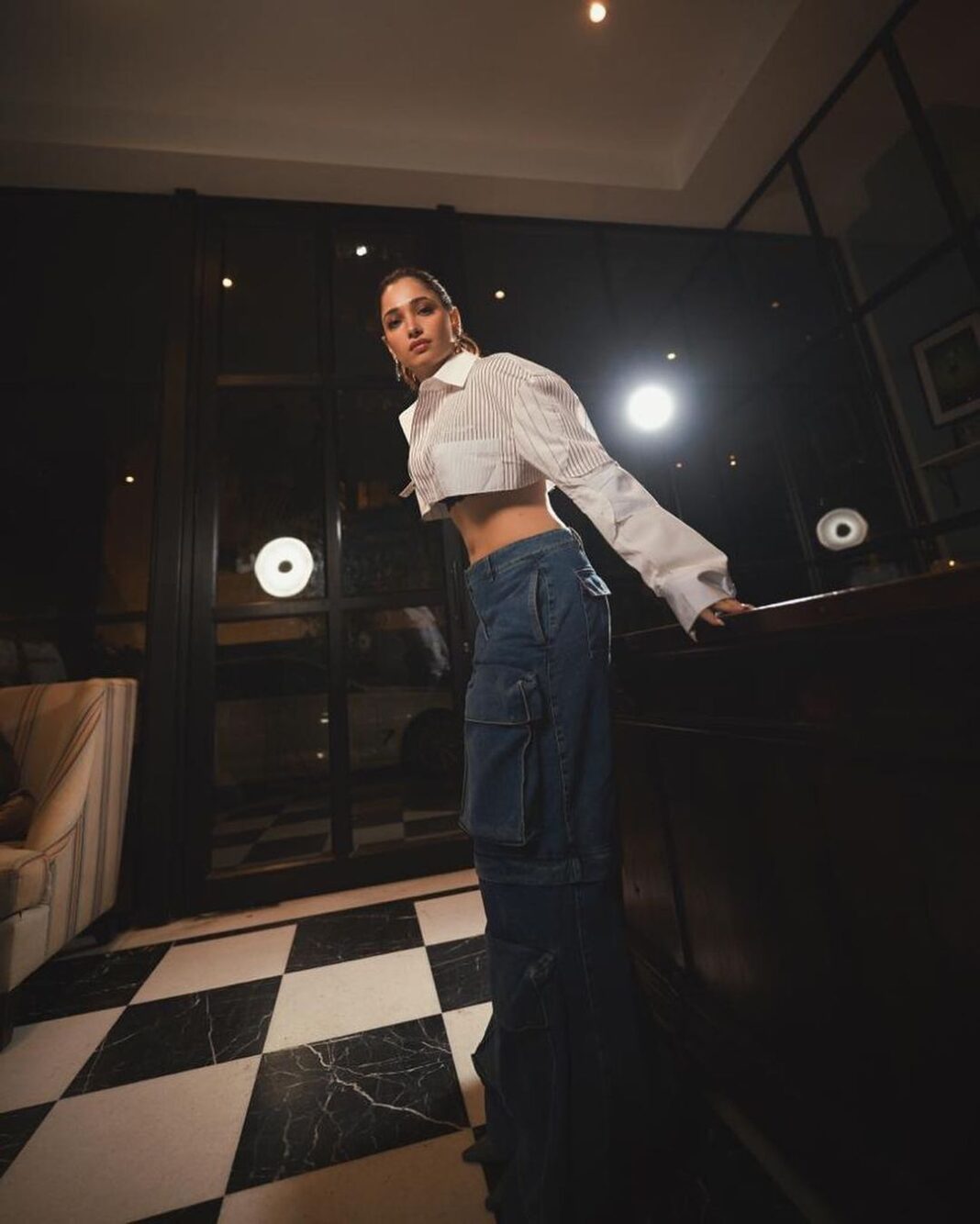 Tamannaah Instagram - Crop it like it’s hot 🤍🤍🤍 Outfit: @off___white @giuseppedimorabito_official Jewelry: @misho_designs @gabyray @ishhaara Styled by: @shaleenanathani Assisted by: @vasudhaguptaa Hair: @hairbyseema assisted by @aryan.mhatre07 Makeup: @savleenmanchanda Assisted by: @anushkajainn__ Shot by: @pixel.exposures @vidhigodha Digital team: @59thparallel