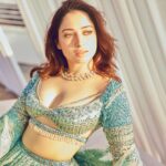 Tamannaah Instagram - 🌊🌊🌊 Outfit - @falgunishanepeacockindia Jewellery - @anmoljewellers Styled by: @pranita.abhi Hair and Makeup - @florianhurel assisted by @bhaktilakhani Photographed by - @sheldon.santos