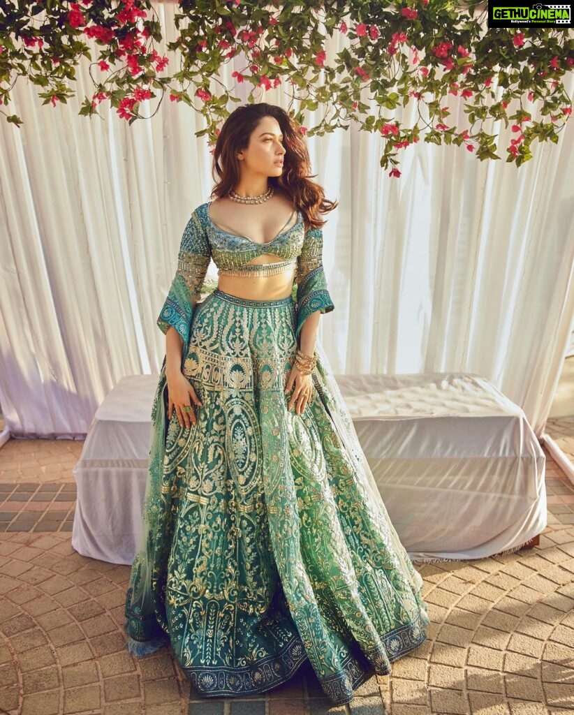Tamannaah Instagram - 🌊🌊🌊 Outfit - @falgunishanepeacockindia Jewellery - @anmoljewellers Styled by: @pranita.abhi Hair and Makeup - @florianhurel assisted by @bhaktilakhani Photographed by - @sheldon.santos