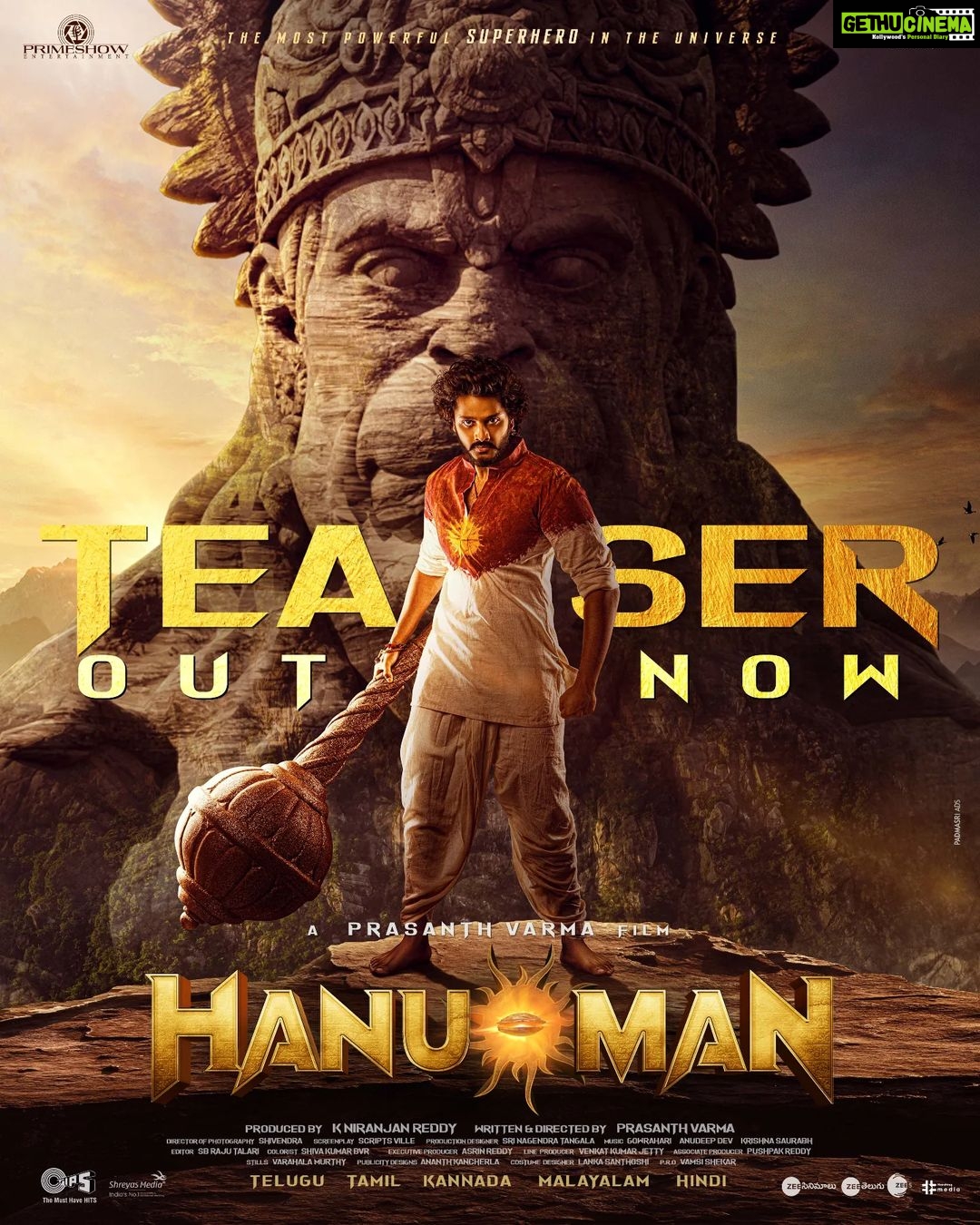 Teja Sajja Instagram - I hope the "action🥊" speaks louder than words. I’ll let the teaser do the talking. Modest yet Mighty! Jai Shree Ram🙏 #HanuMan #HanuManTeaser OUT NOW❤️🔥 - https://youtu.be/AvjvZ7q2apE A @PrasanthVarma Film @Actor_Amritha @Niran_Reddy @Chaitanyaniran @Primeshowtweets @varusarath5 @VinayRai1809 @AsrinReddy @tipsmusicsouth @UrsVamsiShekar @HaashtagMedia #PVCU #SuperHeroHanuMan