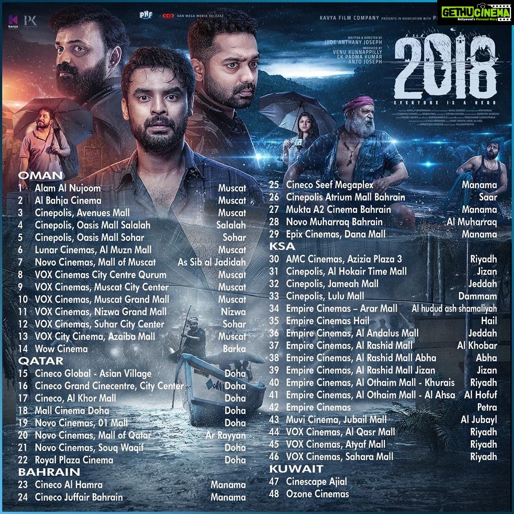 Tovino Thomas Instagram - 2018 Outside India Theatre List !!