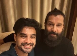 Tovino Thomas Instagram - A moment of pure, uncontainable fandom! I had the incredible opportunity to meet the maestro himself - Vikram sir. How do I describe what he has been to me, growing up. I had watched Annyan countless times, and I remember that each time his performance would hit different. Trying to be Vikram-cool was the aspiration. Even as cinema happened, and when something off the flow comes up, my thoughts, plans, references - everything would have his presence. And I just got to spend some supercool time with this idol... And truly an idol! To top the style, charm and superabilities, he speaks with such humility and acknowledgement. I'm overwhelmed in different ways. Will stick to the fanboy hit, because that is the most dreamy. @the_real_chiyaan #fanboy #vikram #chiyaan #actor #fashionicon #idol