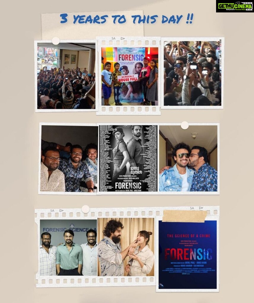 Tovino Thomas Instagram - 3 Years to this Day.. And together, Marching On to IDENTITY..! @forensic_themovie | @identity_themovie @tovinothomas @anaskhan_offcl @mamtamohan @reba_john @saijukurup @akhilarakkal @shameer__muhammed @jakes_bejoy @chaman.chakko @gijujohn Ernakulam